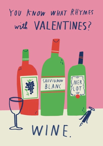 Funny Valentine's Day Card - Wine created by Alice Mole Illustration