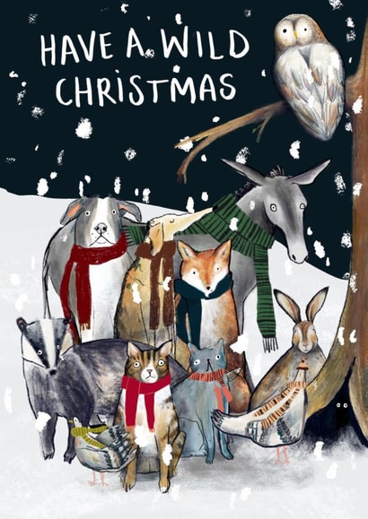 Funny Christmas Card - Wild Animals created by Harriet Lowther