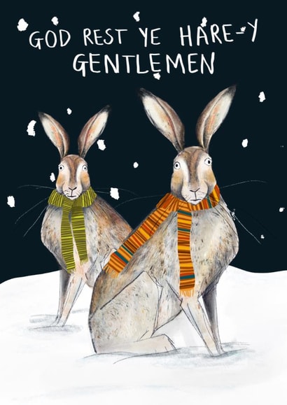 Cute Christmas Card - Hares created by Harriet Lowther