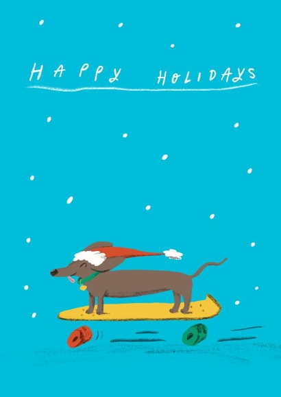 Cute Sausage dog on a skateboard - Christmas Card created by Laura McHugh