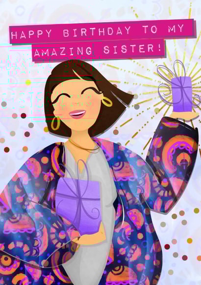 Birthday Cheers to My Amazing Sister created by Aziza Illustrates