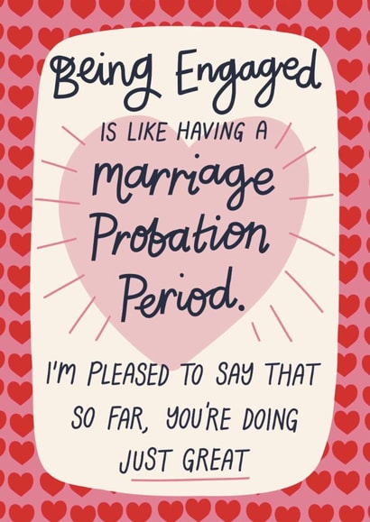 Funny Valentine's Day Card - Marriage Probation Period created by Christine Cuddihy Illustration