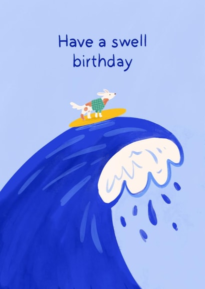 Cute Birthday Card - Surfing Dog - Ocean created by Carla Ellis