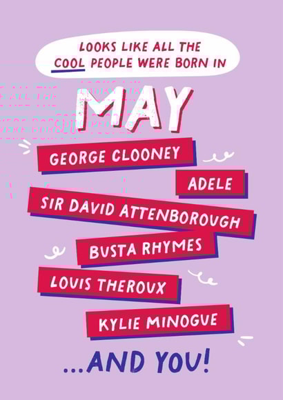Fun Birthday Card - May Birthday - Cool People created by PaperPaper