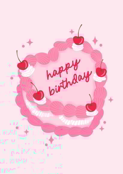 Pretty Birthday Card - Heart Shaped Cake created by Dolly’s Doodles