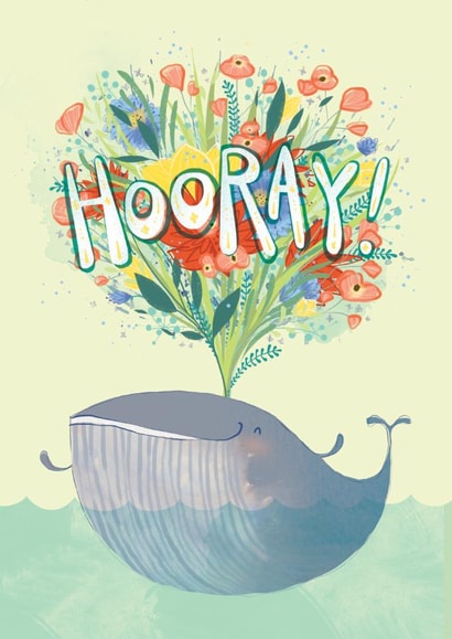 Cute Congratulations/Just Because Card - Whale - Flowers created by Kate Chesterton