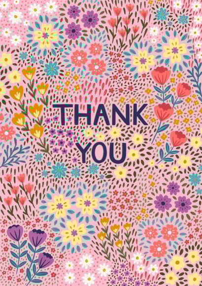 Pretty Thank You Card - Pink Ditsy Floral created by Pear Tree Press