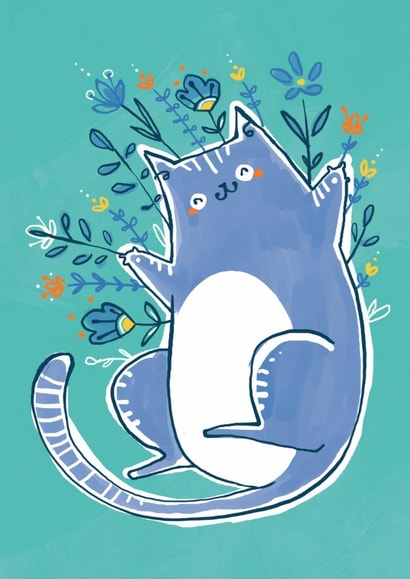 Cute Just Because Card - Floral Cat created by Kate Chesterton