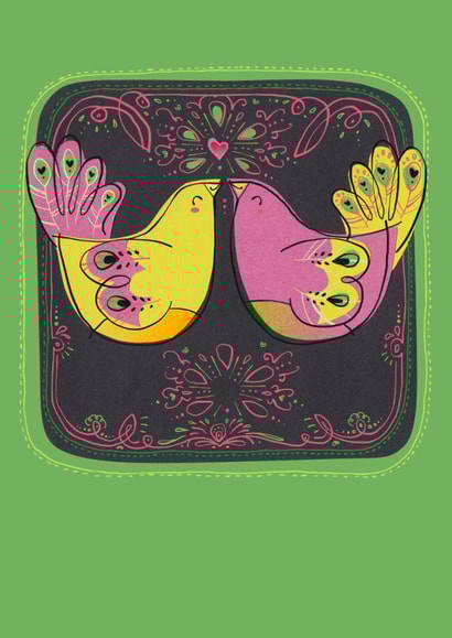 Cute Love & Friendship/Engagement Card - Lovebirds - Pattern Design created by Kate Chesterton
