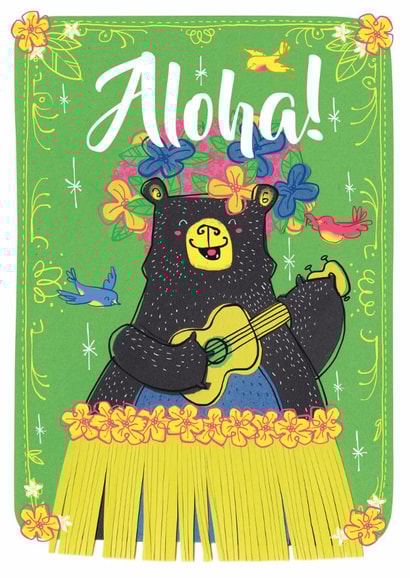 Aloha Bear - Bold and Fun Hula Card created by Kate Chesterton