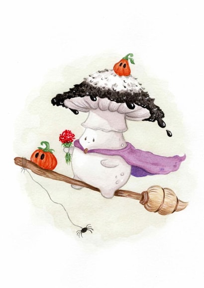 Cute Halloween Card - Mushroom Witch created by Bubba & Bean