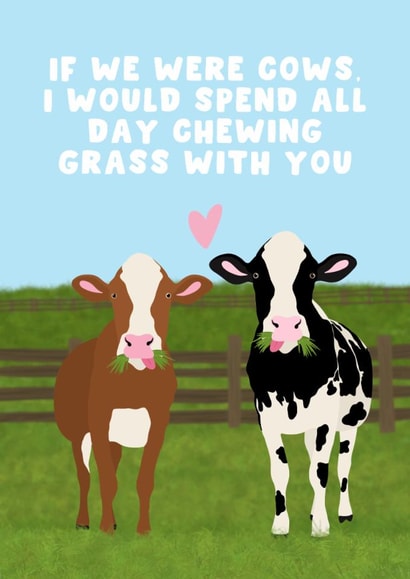 Cute Valentine's Day/Anniversary Card - Cow Couple - If We Were Cows created by Pink Peach Cards
