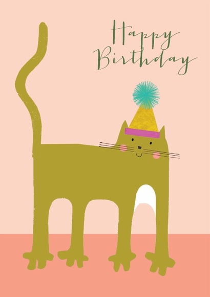 Cute Birthday Card - Cat In A Party Hat | thortful