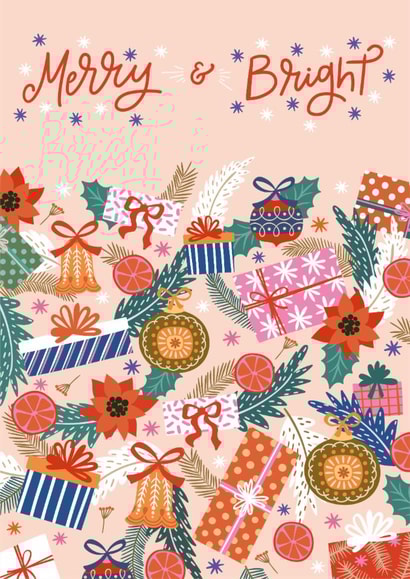 Classic Christmas Card - Merry & Bright - Foliage created by Sad Girl Illustration