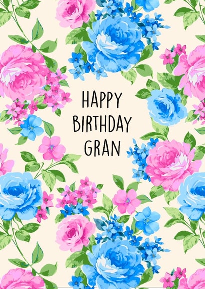 Pretty Birthday Card - For Gran - Bright Florals created by Poppy & Mabel