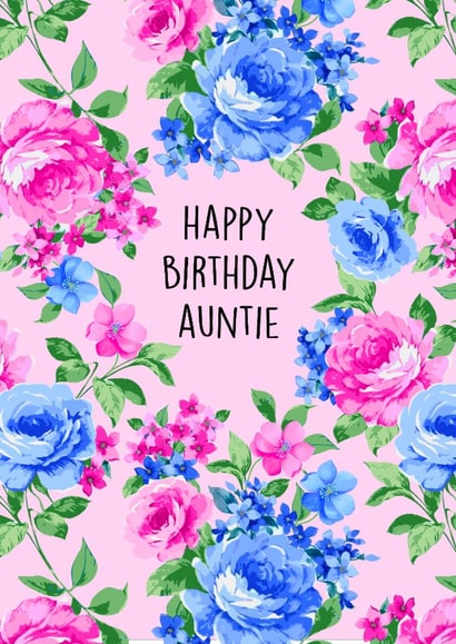 Pretty Birthday Card - For Auntie - Bright Florals created by Poppy & Mabel
