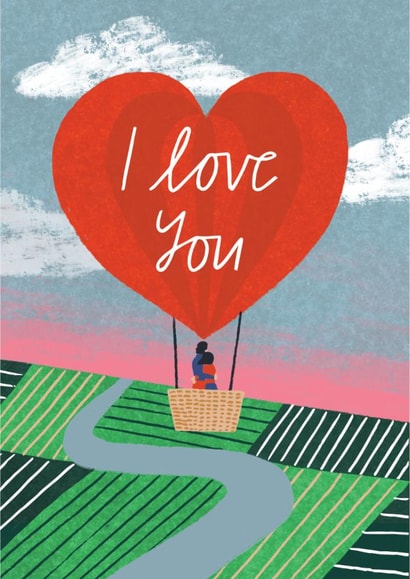 Cute Valentine's Day Card - Hot Air Balloon - I Love You created by Laura Darrington Design Ltd.