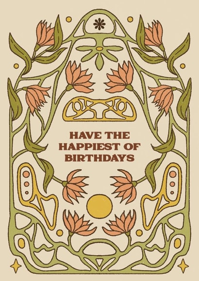 Arty Birthday Card - Art Nouveau Florals created by Lately Studio