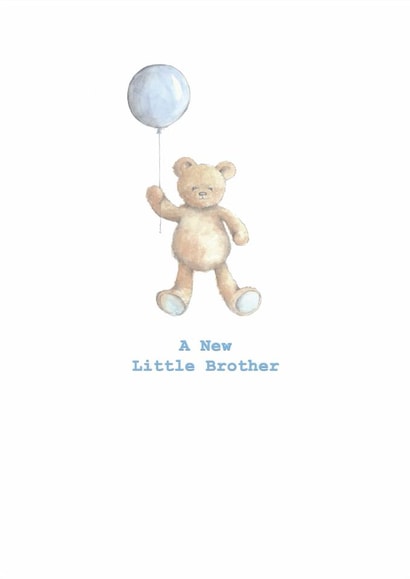 Cute New Baby Card - New Little Brother - Teddy Bear created by Crumble and Core