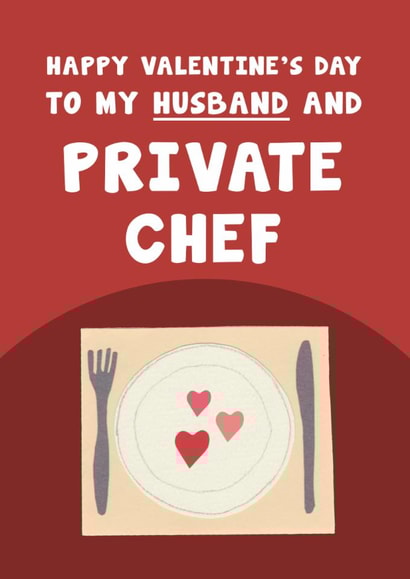 Funny Valentines Day Card - For Husband - Private Chef created by Card and Cake