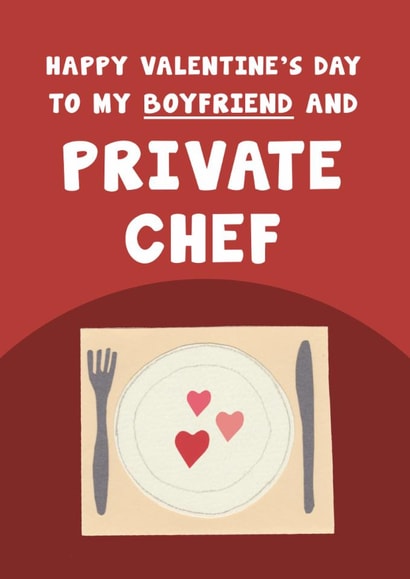 Funny Valentines Day Card - For Boyfriend - Private Chef created by Card and Cake