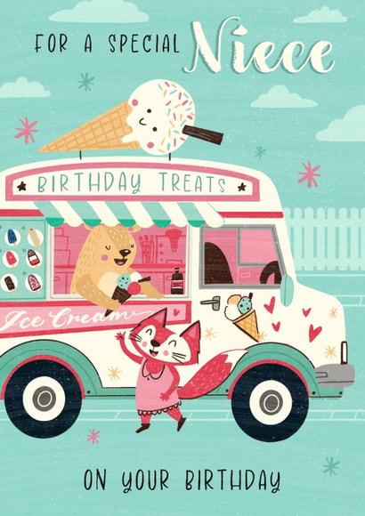 Cute birthday Card - For Niece - Ice Cream Van created by Dalia Clark Design