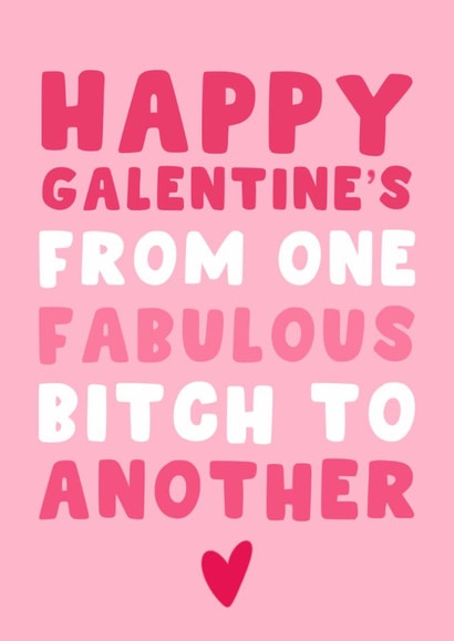 Funny Valentine's Day Card - From One Fabulous Bitch To Another created by Pink Peach Cards