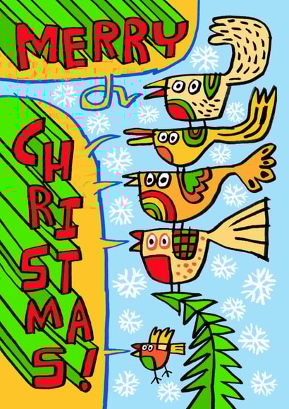 CUTE BIRDS WISHING MERRY CHRISTMAS! created by Dave Sutton