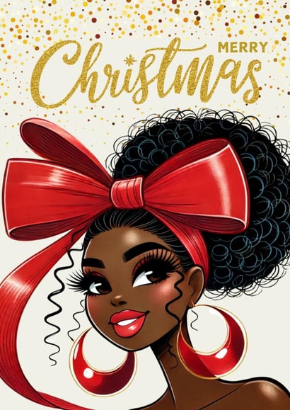 Afrocentric Christmas Card, Festive Black Woman, Xmas Card for Her, Ethnic Xmas created by Josie Grant Gifts