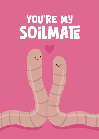 Cute Valentine's Day Card - Soil Mates - Worms created by Giddy Kipper