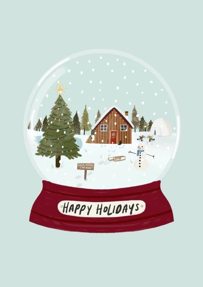 Christmas Card for Family and Friends - Cute - Snowglobe Winter Wonderland created by By Beck