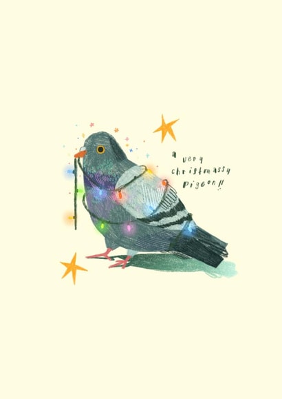 Cute Christmas Card - A Very Christmassy Pigeon created by A Does Art