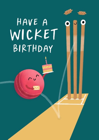 Funny Birthday Card - Cricket Sports Pun - for Him created by Painted Parasol Studio
