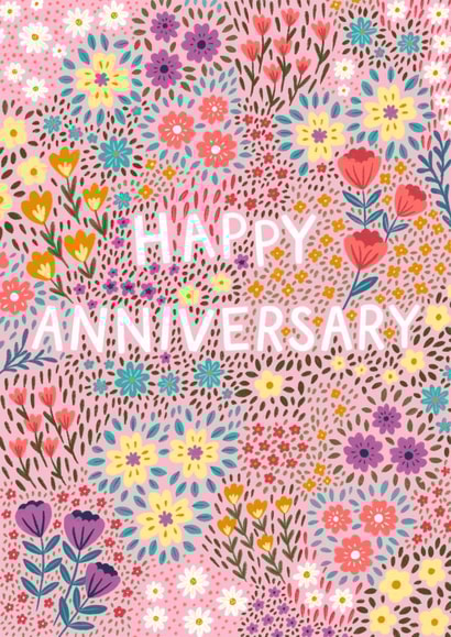 Pretty Anniversary Card - Pink Ditsy Floral created by Pear Tree Press