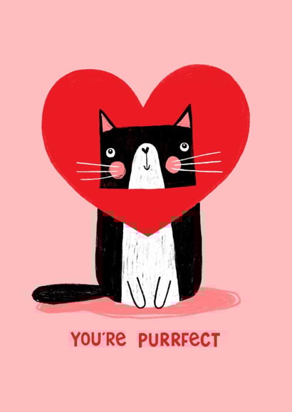 Cute Valentine's Day Card - You're Purrfect created by Nicola Watson