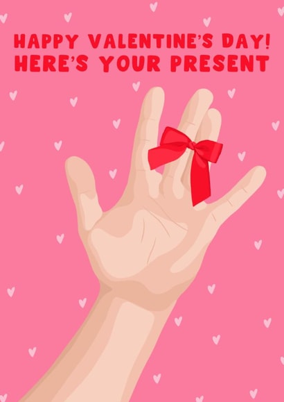 Cheeky Valentine's Day Card - Here's Your Present - Finger Present created by Pink Peach Cards