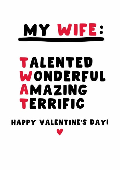 Cheeky Valentine's Day Card - For Wife - Twat created by Pink Peach Cards