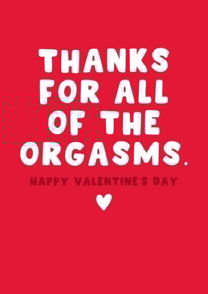 Rude Valentine's Day Card - Thanks For The Orgasms created by Pink Peach Cards