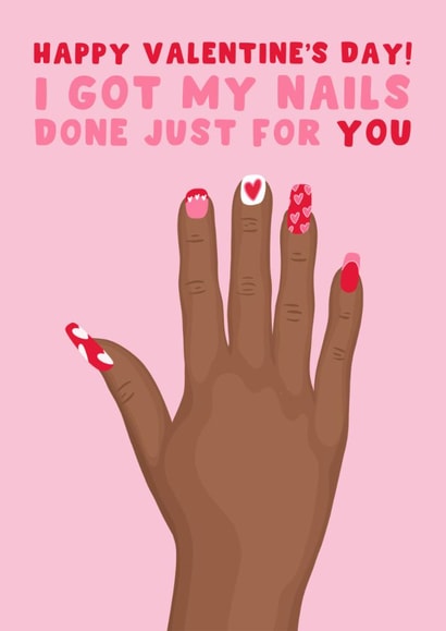 Cheeky Valentine's Day Card - Manicure - Lesbian created by Pink Peach Cards