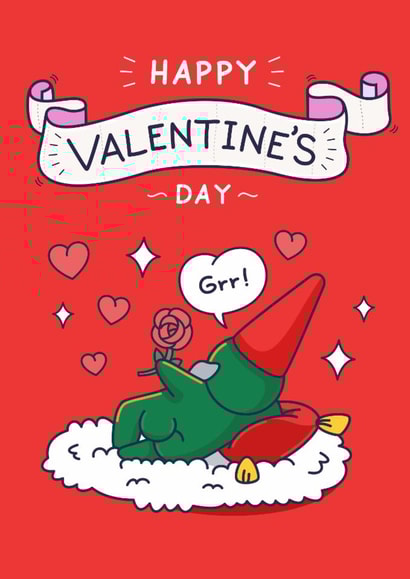 Funny Valentine's Day Card - Gnome - Rose created by Cheeky Legends