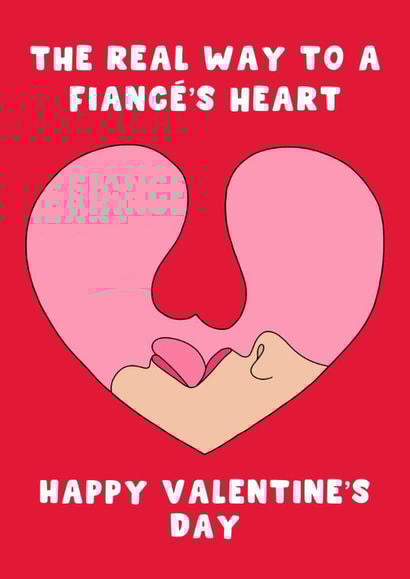 Cheeky Valentine's Day Card - For Fiancé - The Real Way To A Mans Heart created by Pink Peach Cards