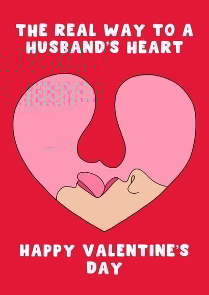 Cheeky Valentine's Day Card - For Husband - The Real Way To A Mans Heart created by Pink Peach Cards