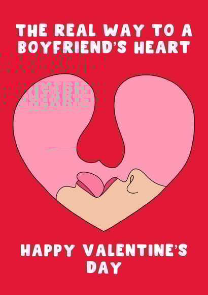 Cheeky Valentine's Day Card - For Boyfriend - The Real Way To A Mans Heart created by Pink Peach Cards