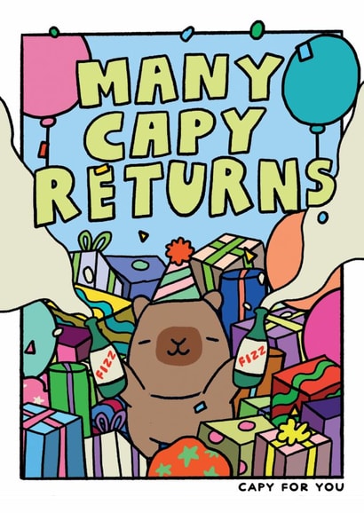 Cute Capybara Birthday Card - Capy For You - Many Capy Returns created by JOLLY AWESOME