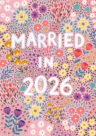 Pretty Wedding Card - Married In 2026 - Pink Florals created by Pear Tree Press