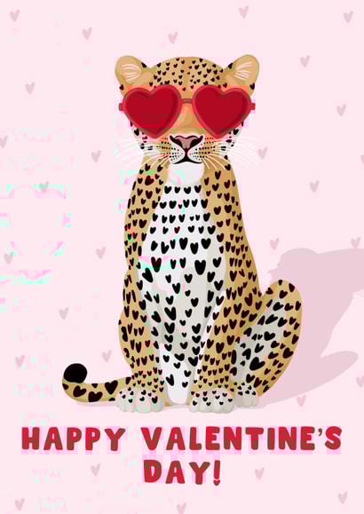 Cute Valentine's Day Card - Hearts - Jaguar created by Pink Peach Cards