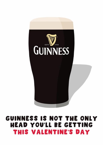 Cheeky Valentine's Day Card - Guinness - Head created by Pink Peach Cards