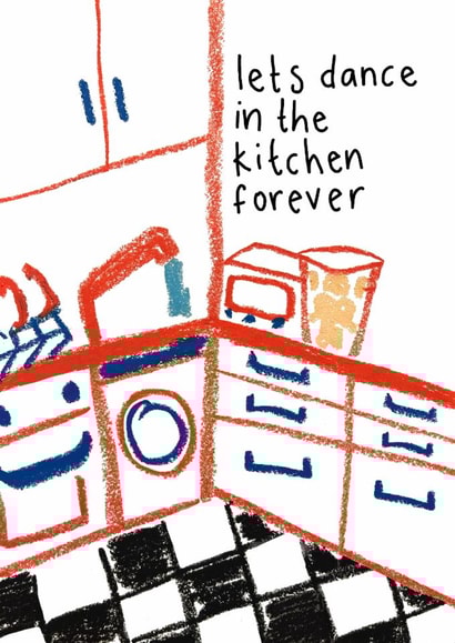 Cute Valentines Card – Lets Dance In The Kitchen – Relationship – Galantines created by @adoodleofdela