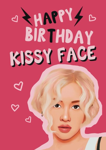Fun Birthday Card - Kissy Face - Rosé created by Giddy Kipper
