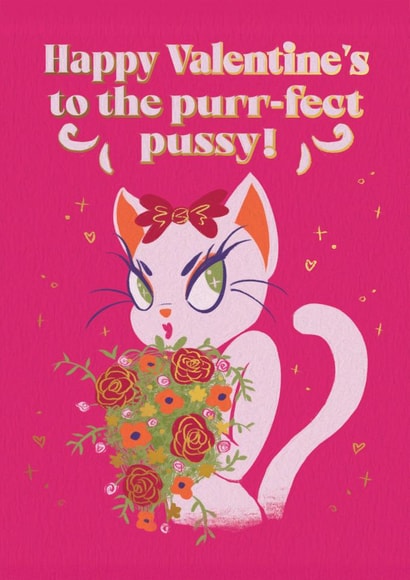Cheeky Valentine's Day Card - Cat - Pun created by Quitting Hollywood